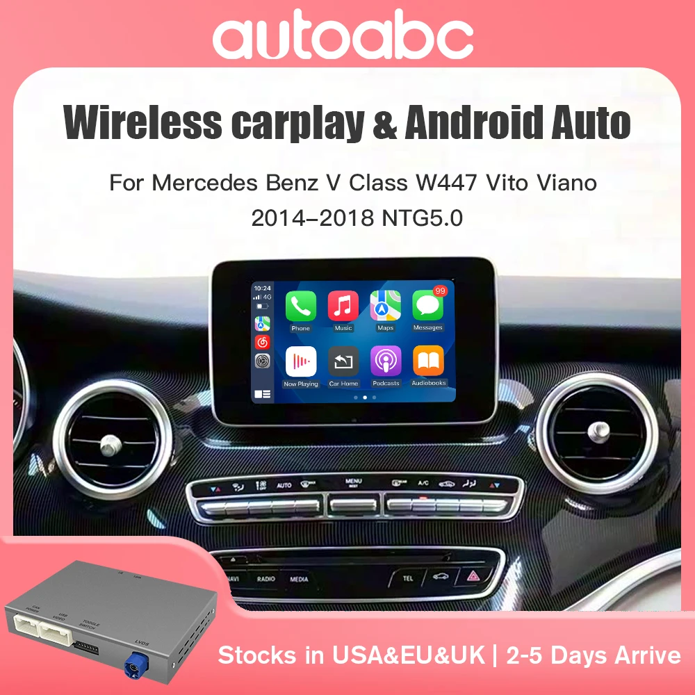 CarPlay Wireless Android per Mercedes Benz Classe V W447 Vito Viano NTG5.0 2014-2018 con Decoder Box per Aggiornamento Interfaccia Auto OEM