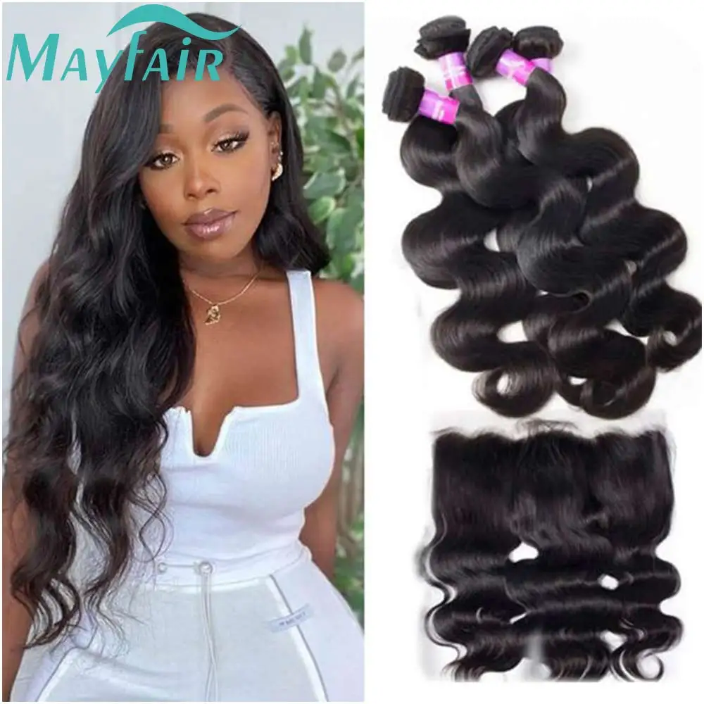 Virgo 32 Inch Body Wave Human Hair Bundles with Closure 13x4 hd Lace frontal with Bundles 4x4 Closure With Human Hair Bundles