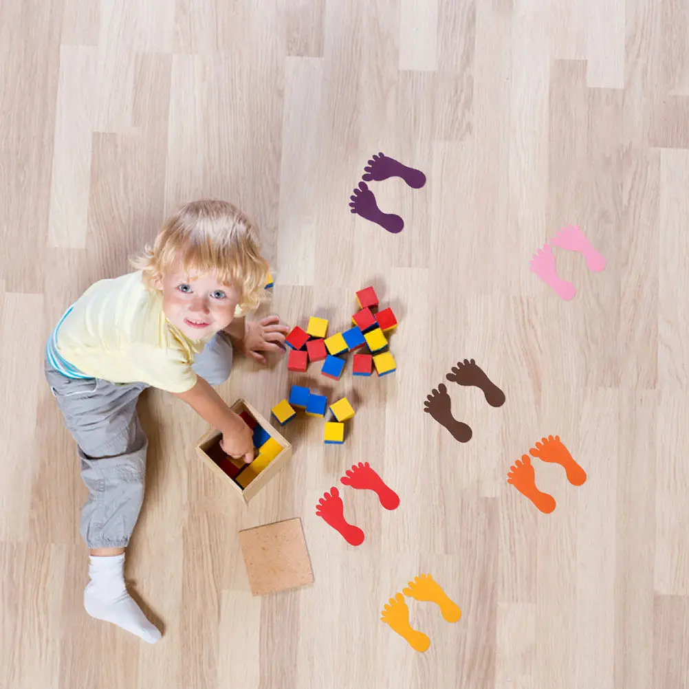 

12Pairs Waterproof Non-Slip Foot Stickers Footprint Floor Decals PVC Material for Bathroom Kitchen Pool Kindergarten Classroom