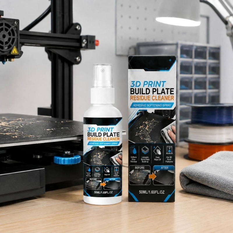 Build Plate Cleaner for 3D Printers, Single Bottle with Pump Applicator for Removing Debris During Before-Printing and 37JD