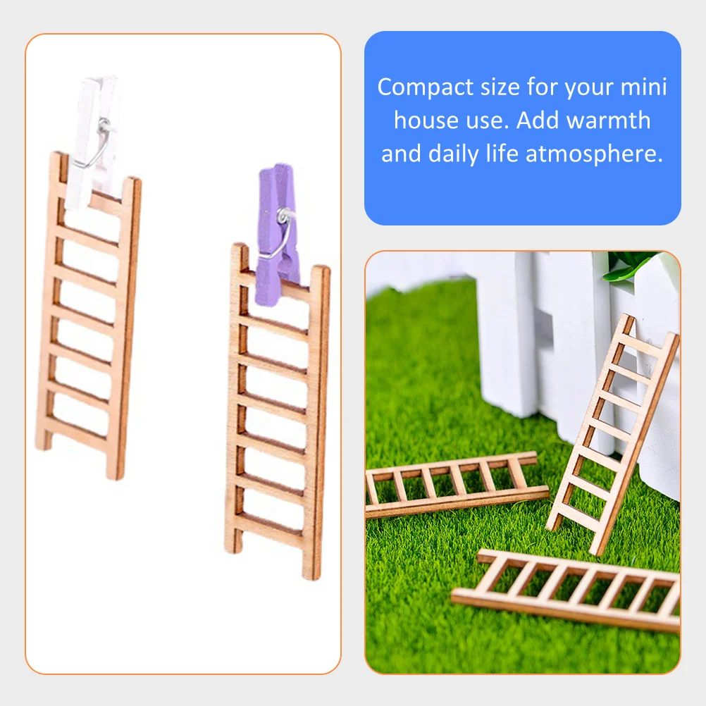 บันไดไม้จำลอง 15 ชิ้น ของตกแต่งจิ๋ว บันไดไมโครสำหรับตกแต่งบ้านจิ๋ว บันไดสำหรับโต๊ะทราย อุปกรณ์ตกแต่งภูมิทัศน์