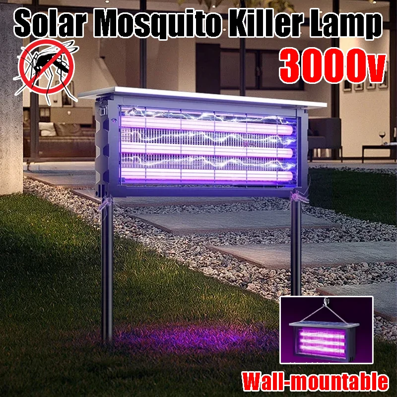 

Solar Mosquito Killer Lamp with Light 395nm UV+Carbon Mesh IPX5 Waterproof USB Solar Rechargeable for Garden Patio