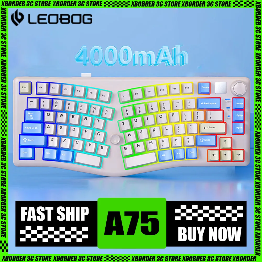 Leobog Alice A75 Mechanical Keyboard Multifunctional Knob Three Mode Customized Wireless Gaming Keyboard Rocker Design Man Gifts