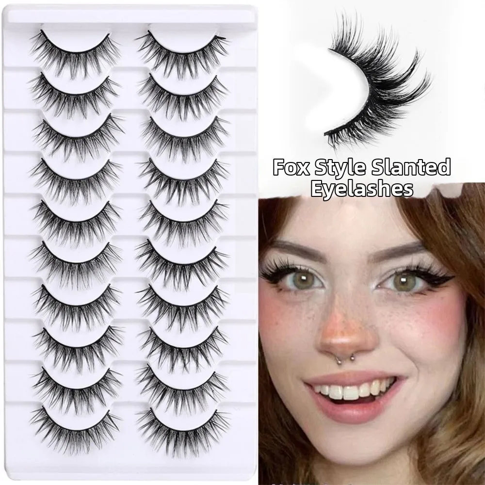 10 Pairs Soft Wispy Fluffy Fake Lashes Fluffy Thick Glue Version Dramatic Faux Mink Lashes Eyelashes Extension Handmade