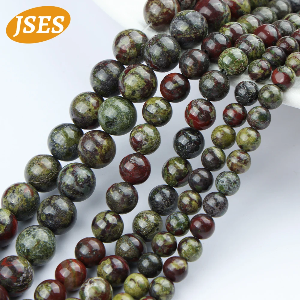 A+ Natural Dragon Bloodstone Beads 4 6 8 10mm Gemstone Round Loose Spacer Beads for Jewelry Making DIY Bracelet Necklace