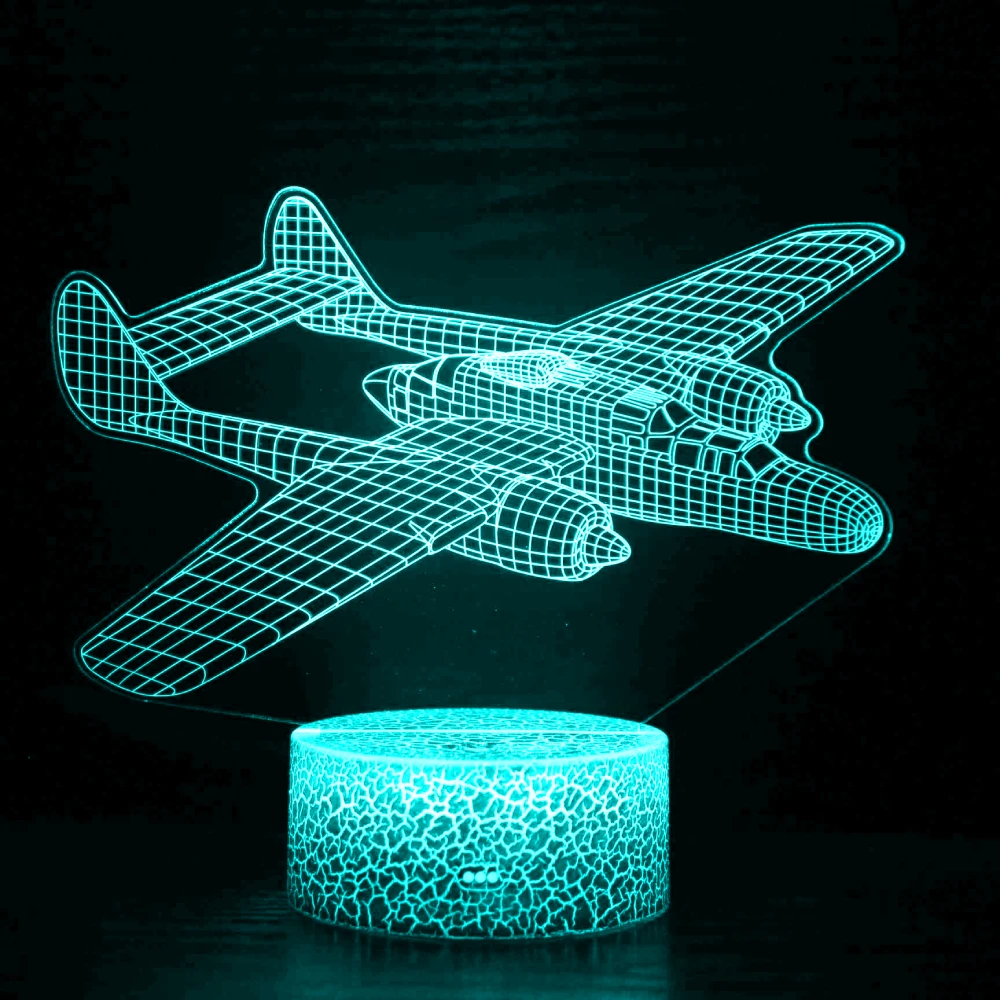 Aircraft Night Light Color Changing Plane 3D Illusion Lamp for Men Boy Kids Room Decor Airplane Gifts for Boy Men Birthday Party