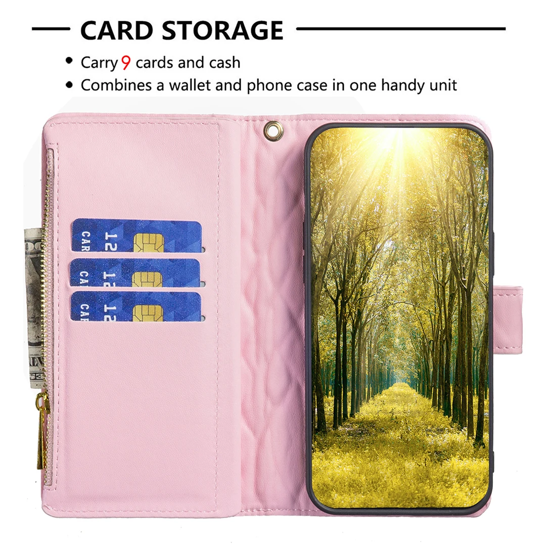 Zipper Book Flip Wallet Phone case for iPhone 16 pro max 16plus 16pro 16 Magnetic Protective Cover case