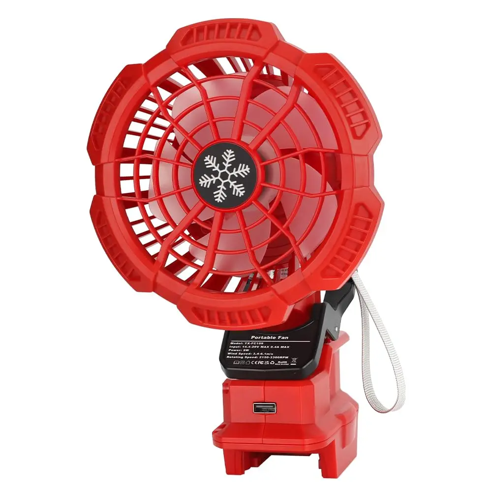 

Portable Clip-On Fan 18V Battery Powered Stroller Fan for Milwaukee 18V Li-Ion Batteries Clamping Capability Adjustable Fan Head