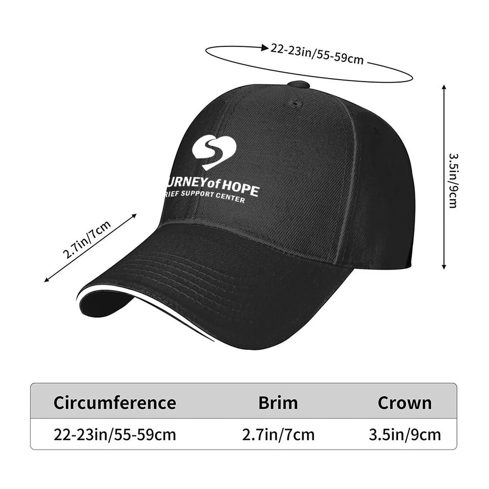 Horizontal Journey of Hope Logo (White) Baseball Cap Hat Beach Unique hats Bobble Hat designer cap Luxury Woman Men's