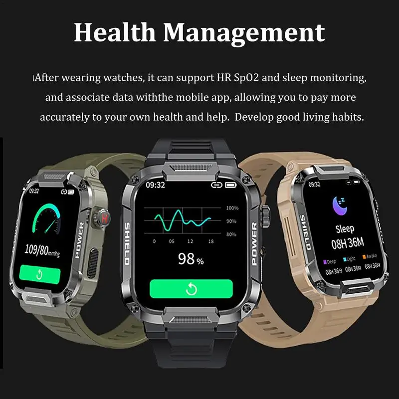 Smart Watches For Men Blood Pressure Watch Track Watch Voice Assistant Health Monitoring IP68 Waterproof For Cycling Walk