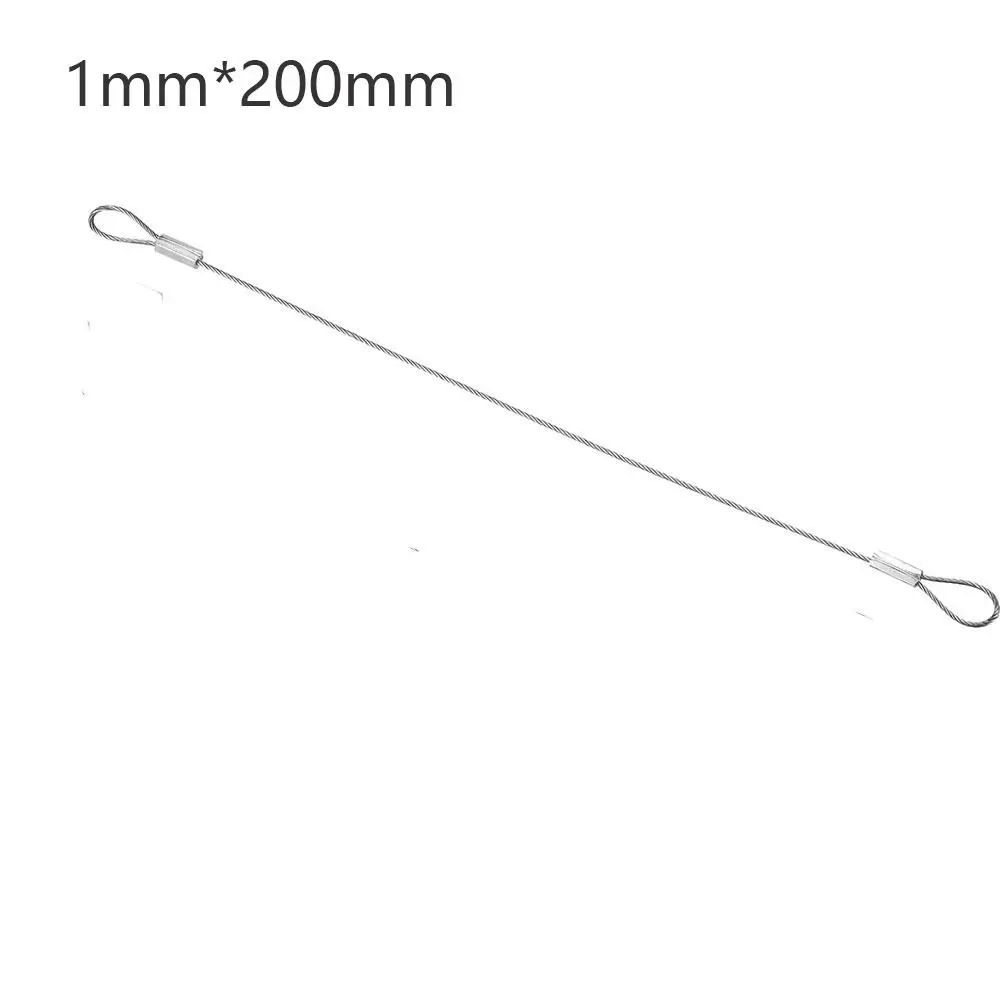 Convenient 20cmx2mm Safety Security Cable Wire Stainless Steel Sliver Stage Lights Rope Double Loop Daily
