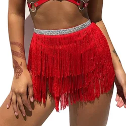 Women and Girls Fringe Belly Skirt 3 Layers Tassel and Waist Sequins Design Dance Skirt Short Belly Hip Scarf Rave Party Skirts