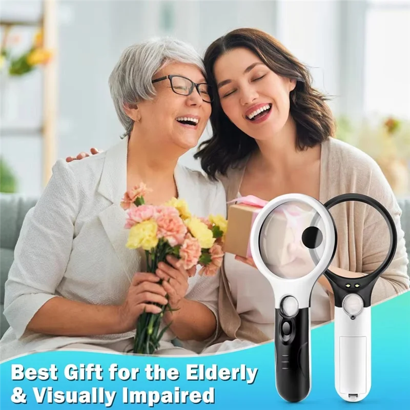 

GTBL Powerful 45X Magnifying Reader With LED Illumination, Portable Lens For Reading And Jewelry Loupe