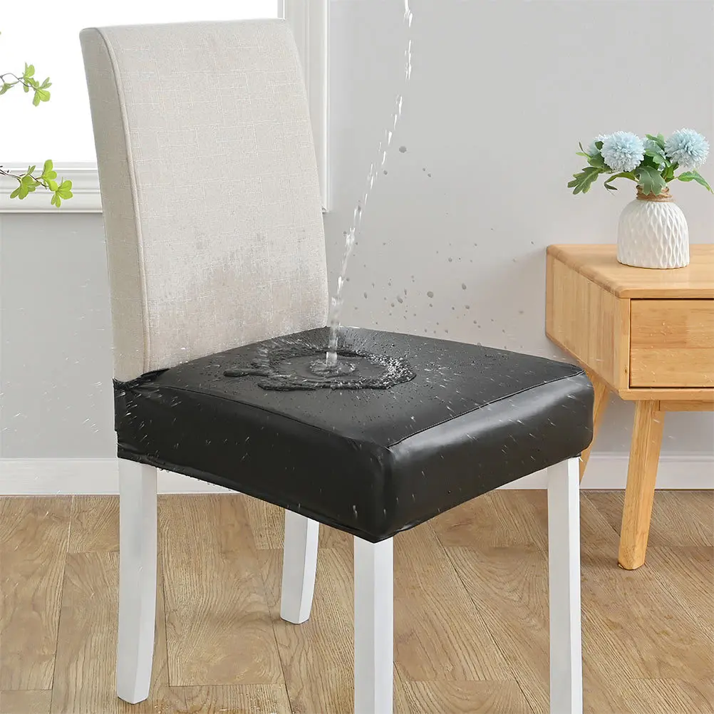 

Waterproof Pu Chair Cover Elastic Non-Slip Dining Table Seat Cover For Home Hotel Party Protective Wrap