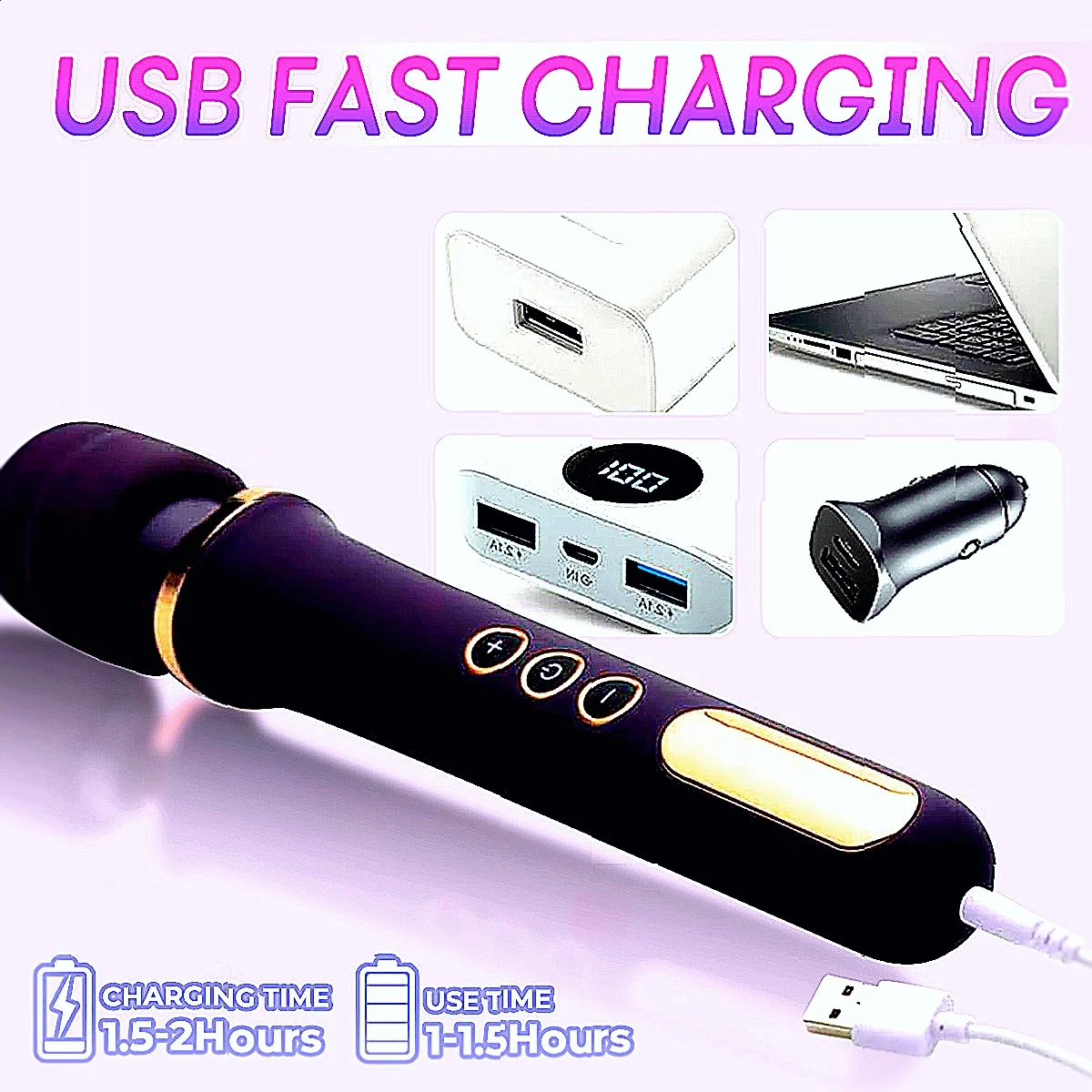 مدلك شخصي 10 سرعات قوية كبيرة هزاز تحفيز البظر للنساء AV عصا 10 سرعة هزاز المداعبة الجنس لعب #6