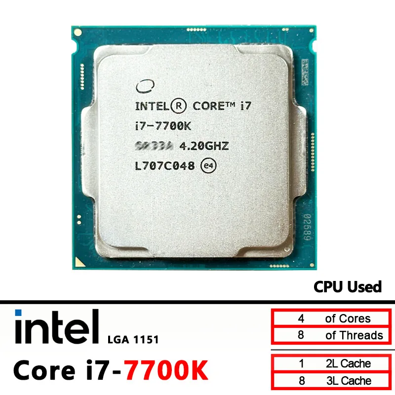 

Intel Б/у процессор Core i7-7700K i7 7700K 4,2 ГГц 8M 91 Вт LGA 1151
