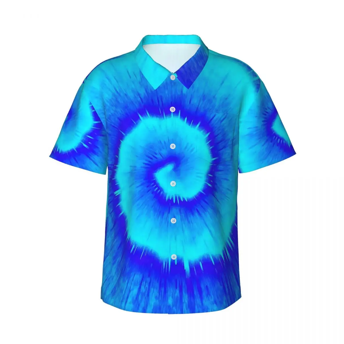 Tie Dye Swirl Vacation Shirt Blue Shades Hawaiian Casual Shirts Male Novelty Blouses Short Sleeves Breathable Graphic Clothing