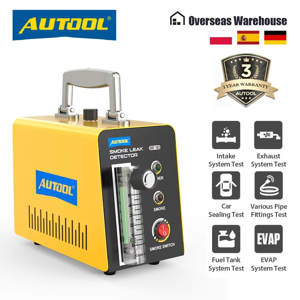 AUTOOL SDT103 Rilevatore di perdite per macchina del fumo Sistema EVAP Rilevatore di perdite per macchina del fumo automobilistica Strumento per tester di perdite di condotte dell'olio