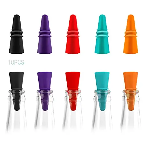 

10 шт., набор силиконовых крышек для бутылок вина и напитков, многоразовые герметичные бутылки для шампанского, герметичные пробки, пробка для винной пробки