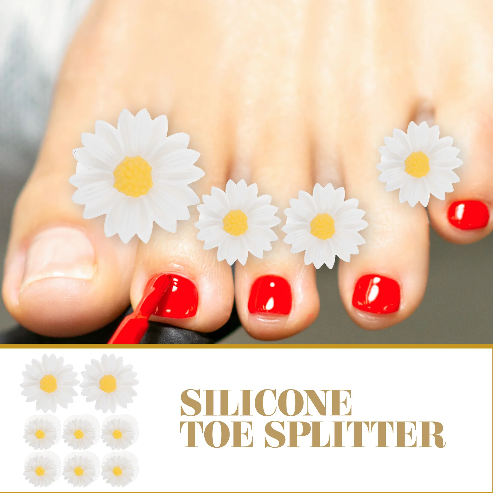 

Silicone Toe Pedicure Spacers Nail Art Silicone Toe Spacers Reusable Comfortable Daisy Design FOOT CARE Accessories