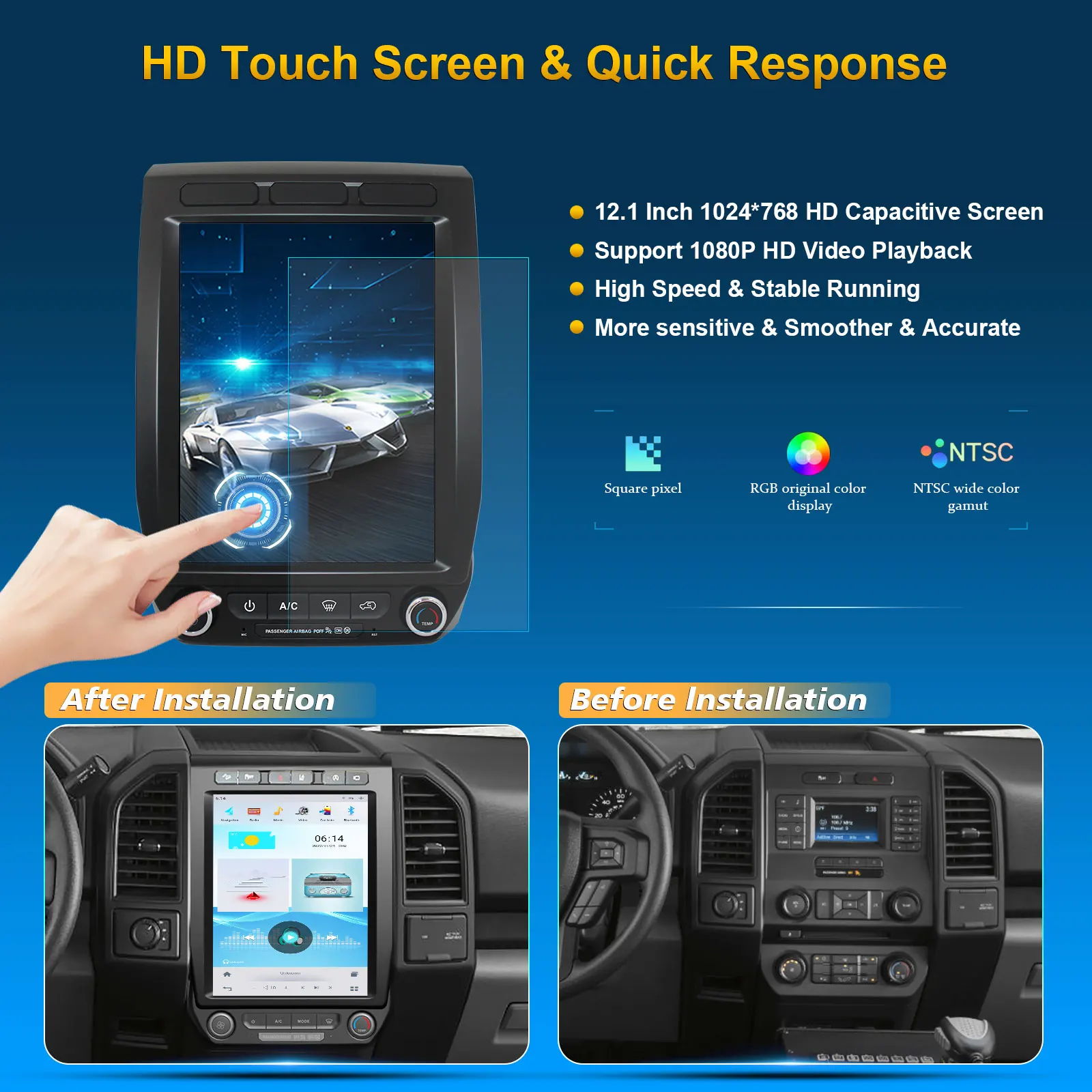 Ford expedition 2018- low and high version high levelCar Stereo GPS Navigation 12.1 Inch 4G WiFi CarPlay