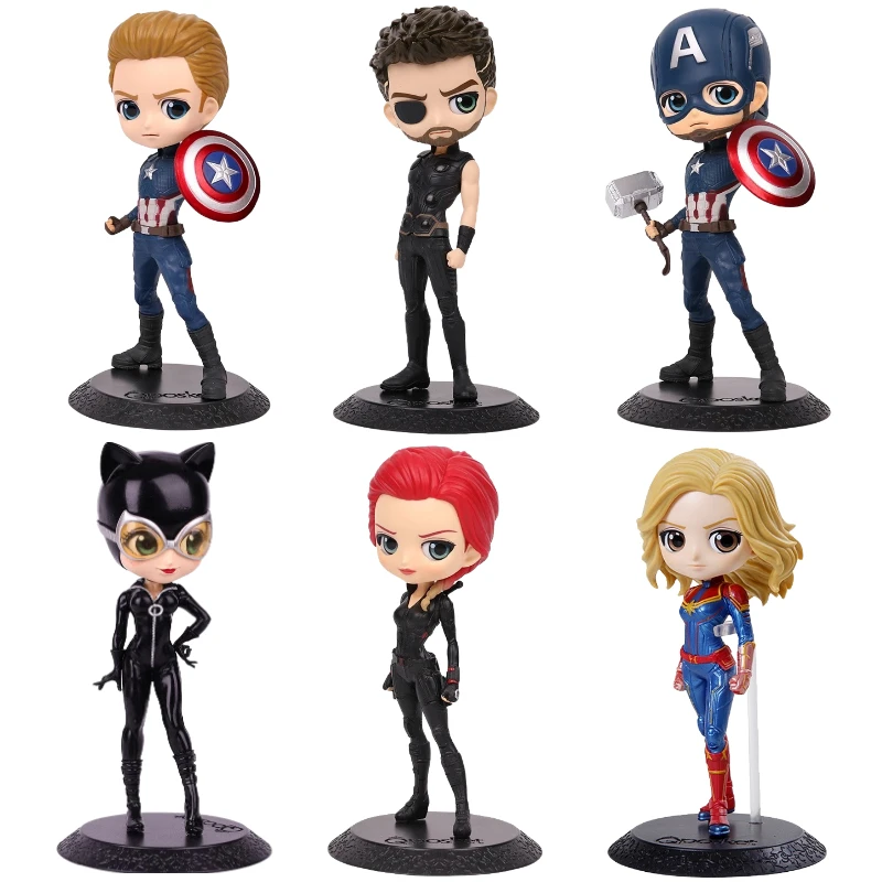 Qposket マーベル　6体セット bandai original Banpresto Qposket Avengers Captain America Black