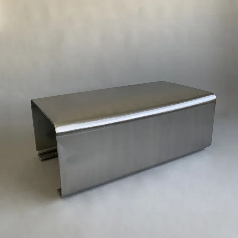 Minimalist rectangular stainless steel coffee table villa hotel model room large flat floor creative light luxury coffee table