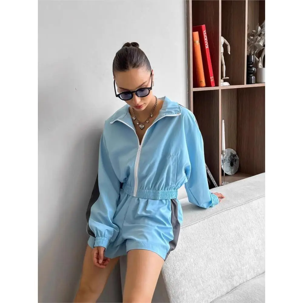 

Summe Long-sleeved Zippered Sports Cardigan Jacket, Shorts Set, Women's Sportswear, Casual Fashion Two-piece Women's Clothing
