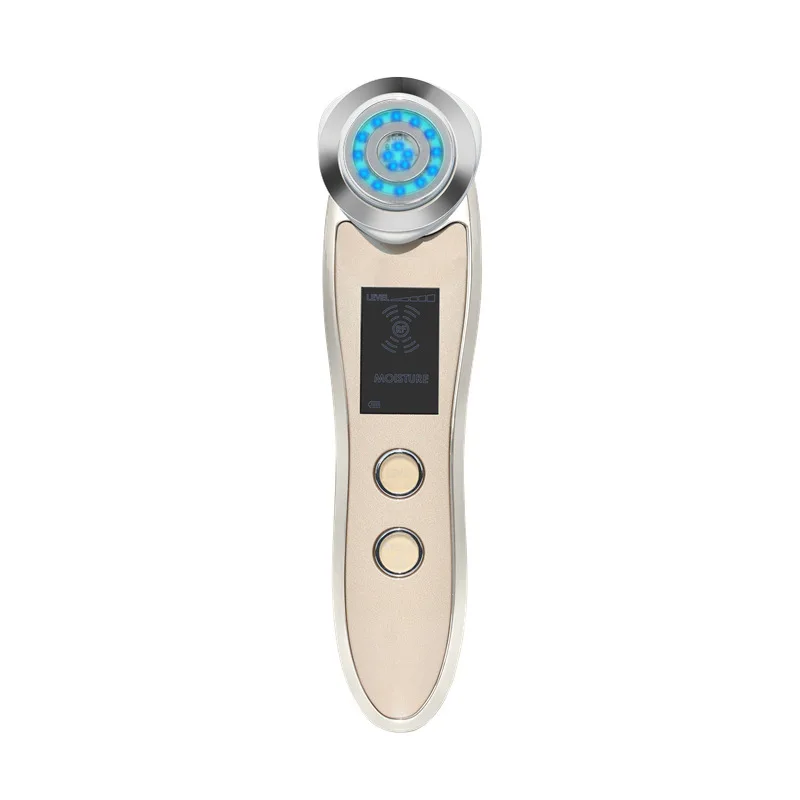 Facial Red Blue Light Skin Beauty Radio Frequency Device Vibration Massage Negative Ion Import Hot and Cold Color Photon