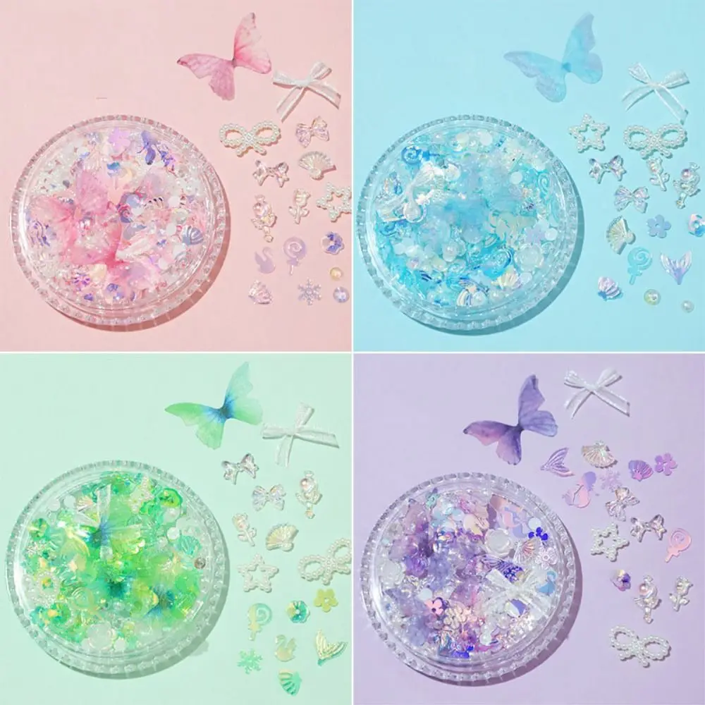 Butterfly Shell pearl Facial Decorative Patches Cute Sweet Glitter Sequin Stickers Diverse Styles Shiny DIY Nail Art Decoration