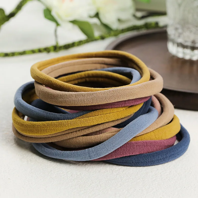 50pcs Bigger Size Nylon Rubber Hairband for Women Headbands Girls Soft Elastic Nylon Hair Circle Seamless Braided Hair Elastic