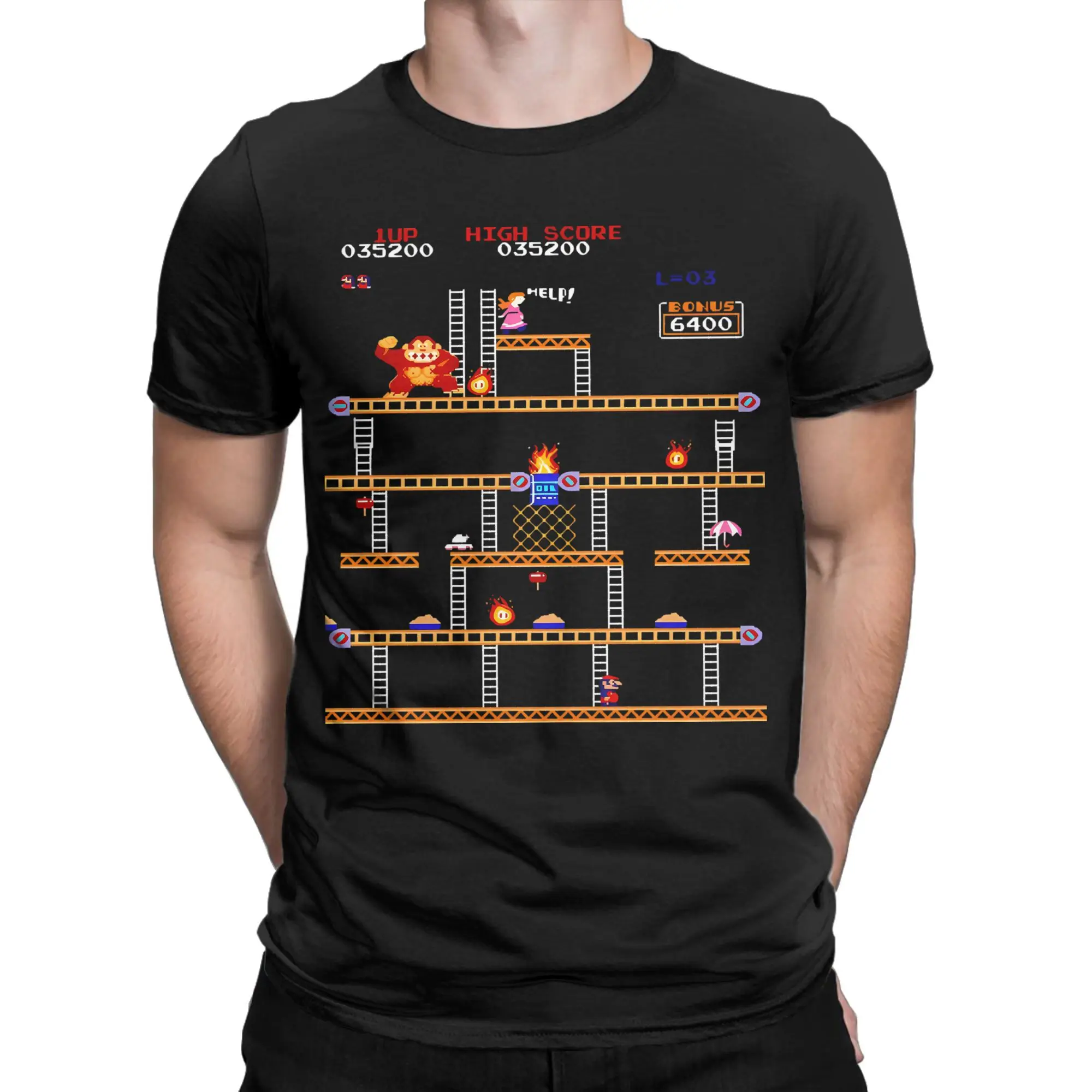 تي شيرت Donkey Kong للرجال والنساء ملابس قطنية 100% لعبة فيديو جديدة برقبة دائرية وأكمام قصيرة