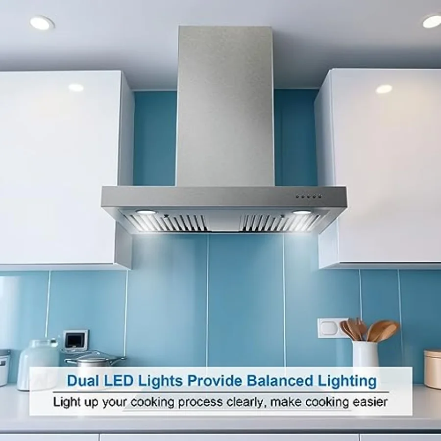 جدار جبل شفاط المطبخ 30 بوصة 900CFM تنفيس هود T شكل مع الفولاذ المقاوم للصدأ موقد هود سبليت نوع الدائم الشحوم يربك Filte