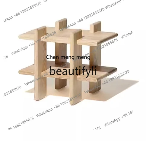Modern simple log wind edge few matte varnish ash wood solid wood rack  R