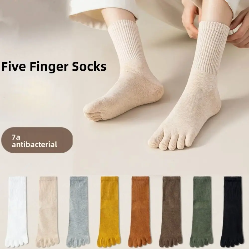 

Cotton Women Toe Socks Breathable with Separate Fingers Five Finger Socks Sports Socks Middle Tube Socks Autumn Spring