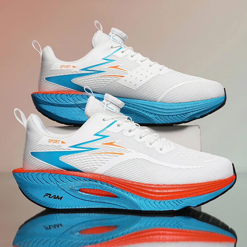 

Men Sports Speciality Running Shoes Rotating Buckle Marathon Breathable Lightweight Women Comfortable Athletic Nonskid Sneakers