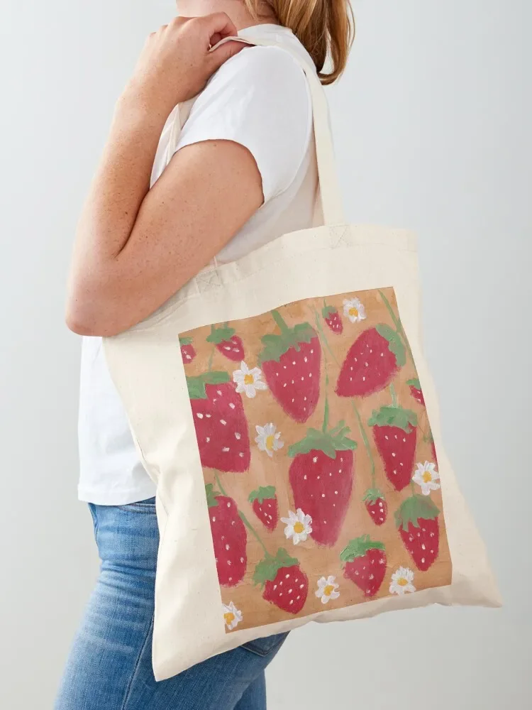 

Strawberries Tote Bag cute pouch bag canvas tote Beach bag