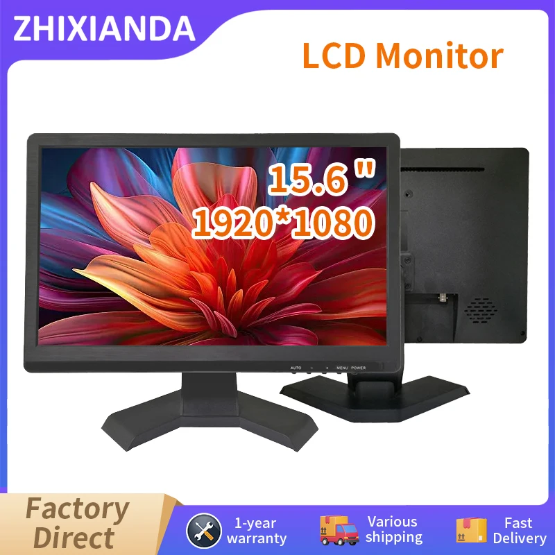 

15,6 дюймовый компьютерный монитор Zhixianda 1920*1080 HD IPS экран ЖК-экран для домашней безопасности промышленный дисплей с VGA HDMI