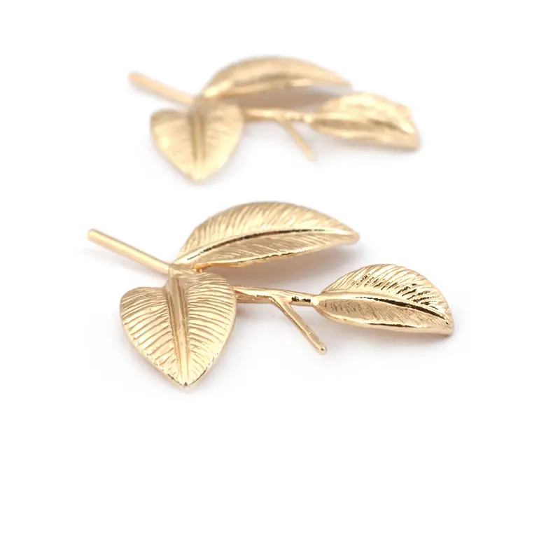 10PCS 18K Gold Color Brass No Hole Tree Leaves Charms Pendants High Quality Diy Jewelry Accessories Rosediy official-website