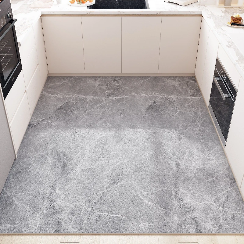 Carpet for Kitchen Floor Mat Oil-proof Waterproof Non-slip PVC Leather Foot Mats Marble Patterned Rug Large Size Home Decor Rugs