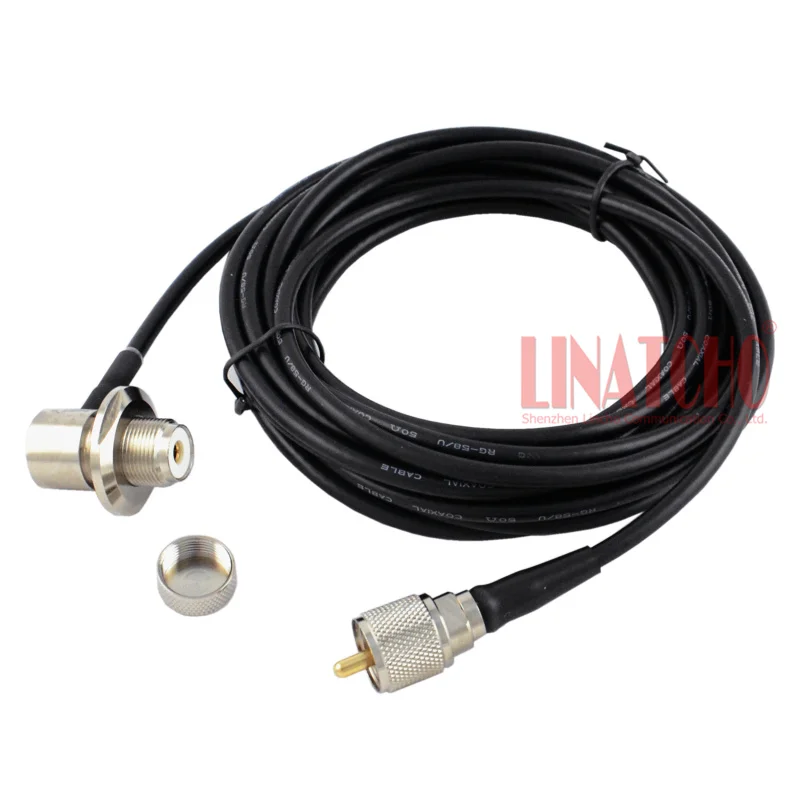 SC-ECH RG58U PL259 UHF to SO239 Bulkhead for Car Radio Mobile Antenna Mount Cable 5 Meters