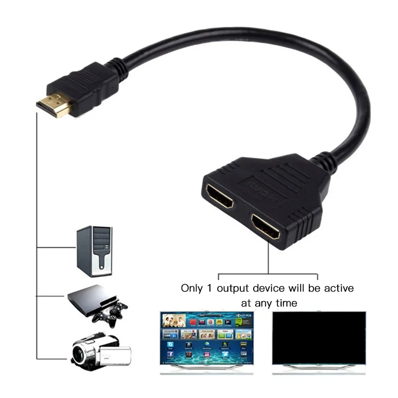 HDTV 1 in 2 1080P HDTV Splitter Adapter Male To 2 Female Head Adapter HD Male To Female Conversion Cable image 2