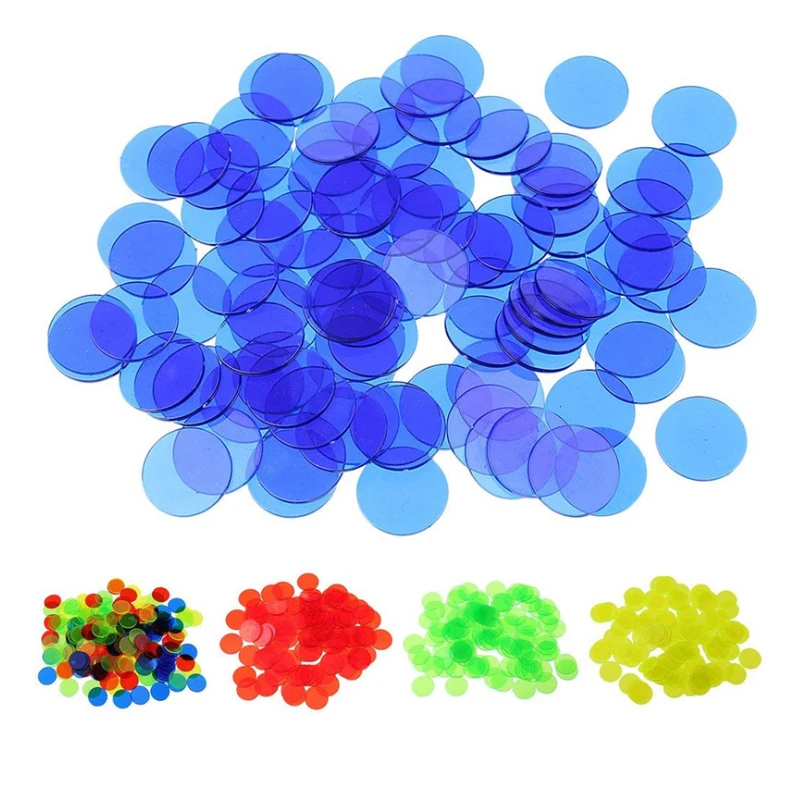 Bingo Chips Marcadores Cartões De Jogo, Cartões De Plástico Para Crianças De Sala De Aula E Carnaval, 100PCs, 19mm Contagem