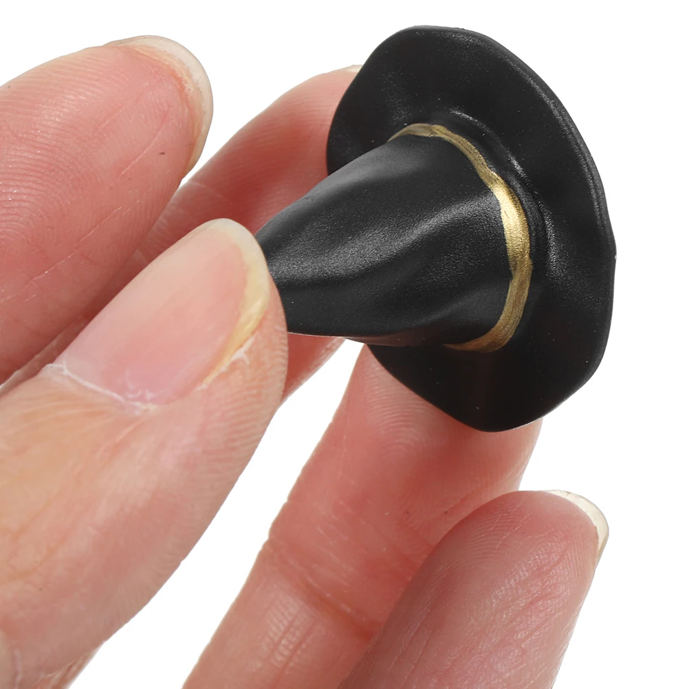 

12 Hats Black Plastic Halloween Decoration for Crafts Home Party Supplies Toy Miniature Hat Small Witch Hats