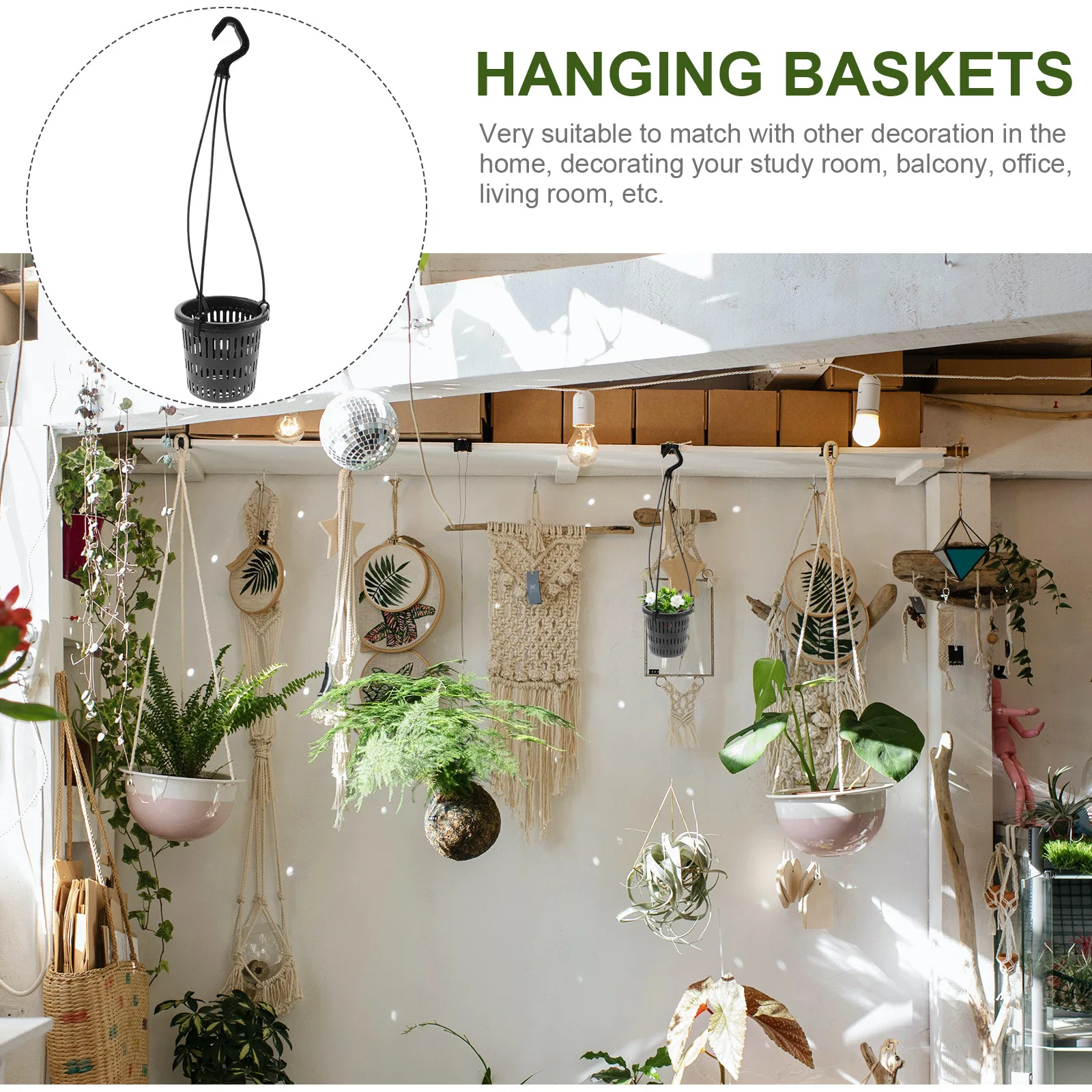 

1 set 1 Set Of Plastic Hanging Flower Pot For Indoor Outdoor Wall Hanging Planter Mesh Nursery Basket Balcony Garden Office Home