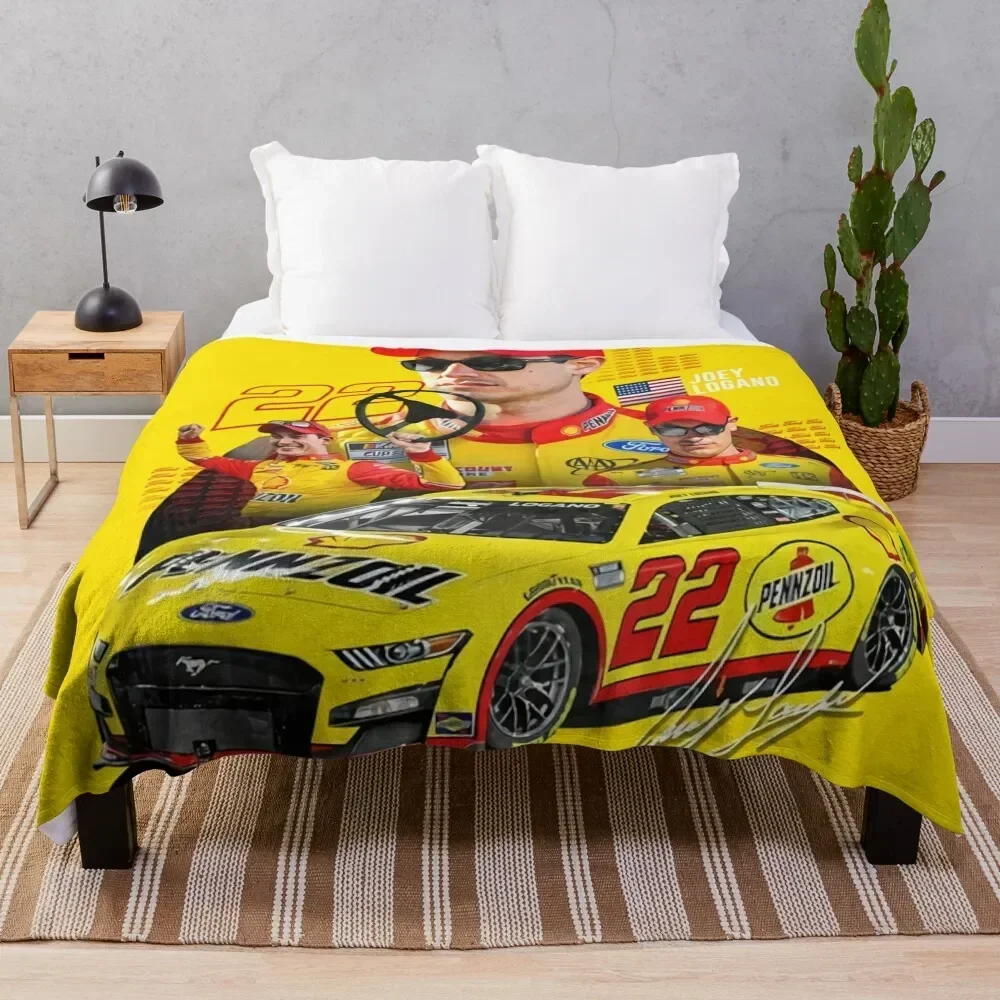 Joey Logano Next Gen Mustang 2022 Throw Blanket Quilt Single warm for winter Blankets