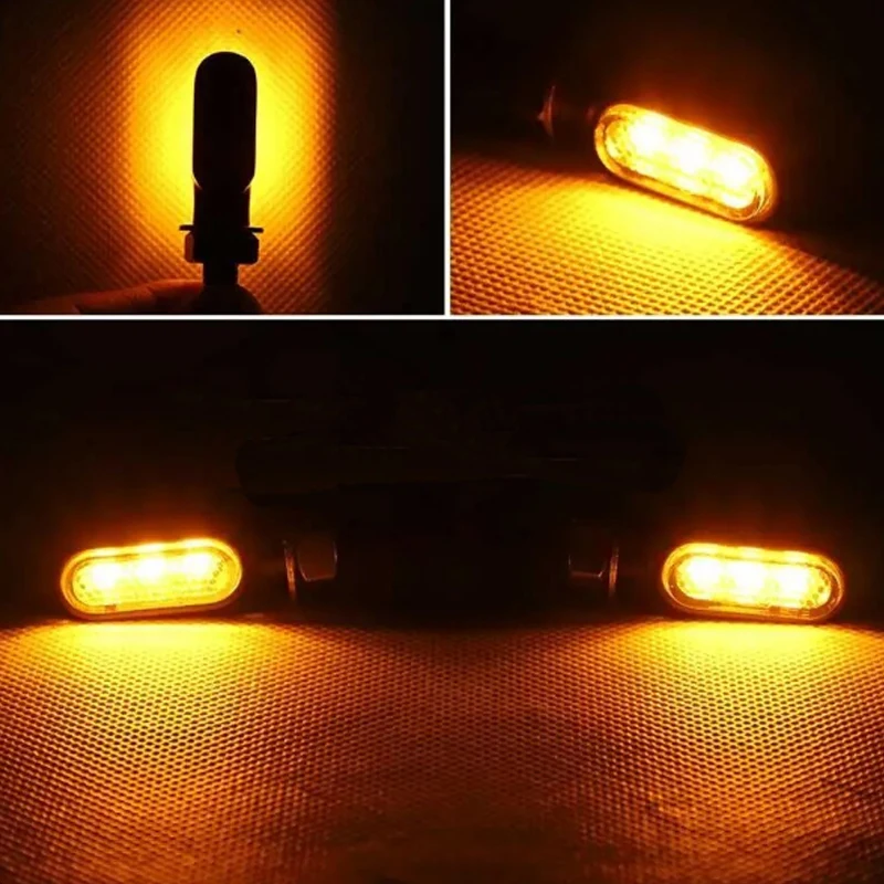 Mini Motorcyle Led Turn Signal Lights Amber Flashing Light Blinker Turn Signal Lamp For Cafe Racer 12V 3LED Moto Indicator Lamps