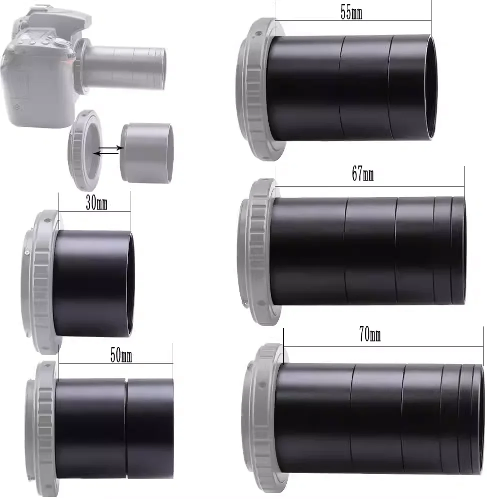 T2 Thread Extension Tube Spacer Ring M42x0.75 for Telescope Eyepiece Extend 3/5/7/10/12/15/20/30mm