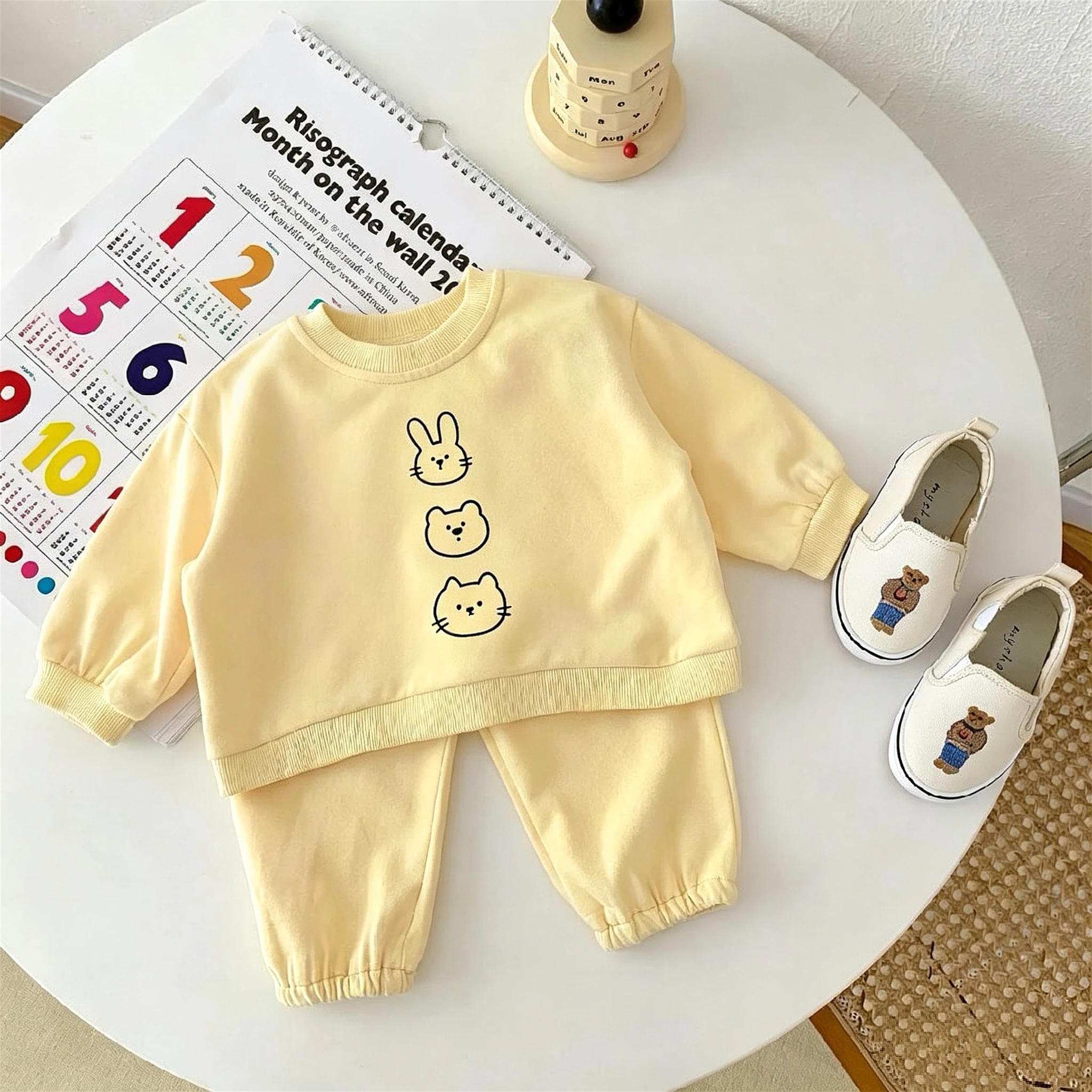 Fashion Simple Children 2pc/set Autumn Clothing Loose Casual Kids Tracksuits Sweatshirts + Trousers Suit Kids Hoodie Outfits