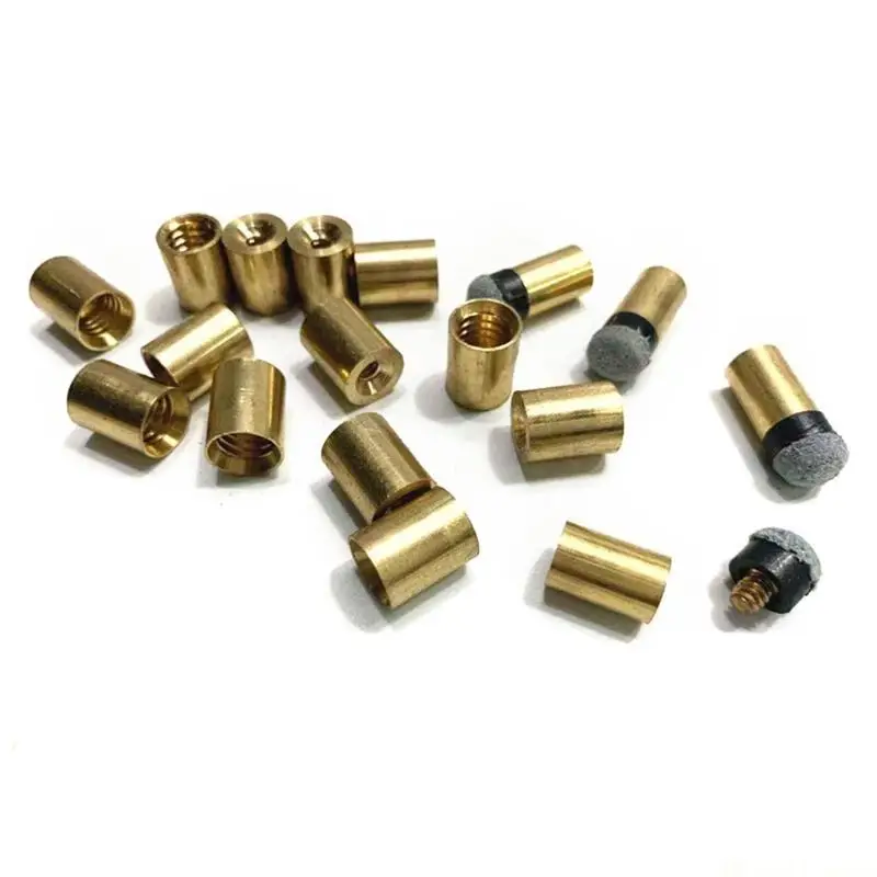 

31BE 10Pcs Billiards Pool Cue Tip Replacement Coppers PU Leather Pool Cue Tip Cue Tip with Cue Ferrules